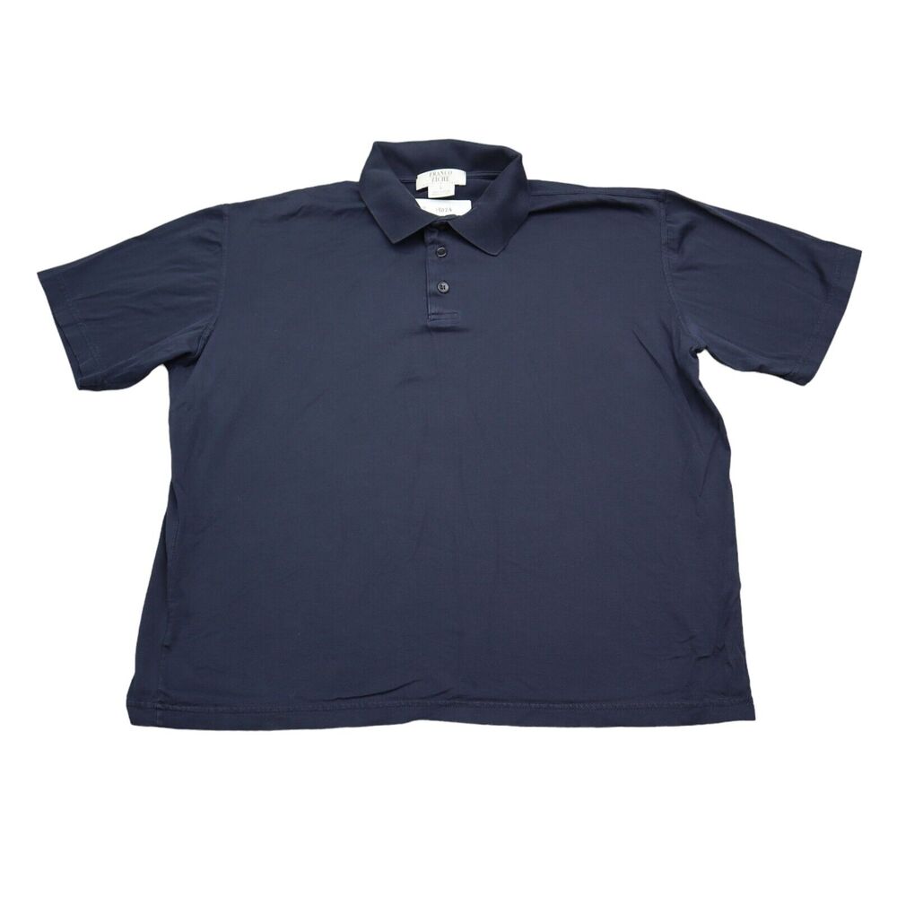 Franco Ziche Shirt Mens L Blue Plain Chest Button Short Sleeve Collared Top